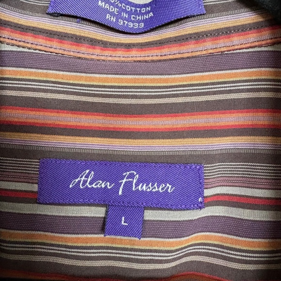 Alan Flusser striped multi-colored button down shirt L - Picture 3 of 4